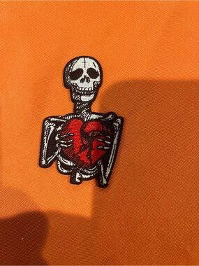 Skeleton Holding Red Heart Patch